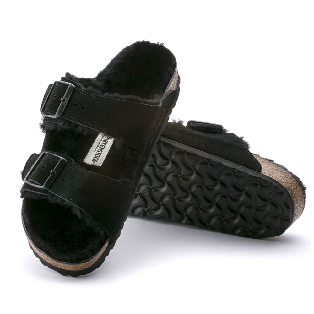 Black Birkenstock Arizona Shearling Sandals